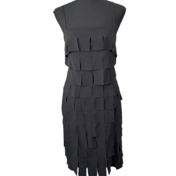 JS Collections Black Strappy Flapper Sheath Dress Sz 6 - Picture 1 of 11
